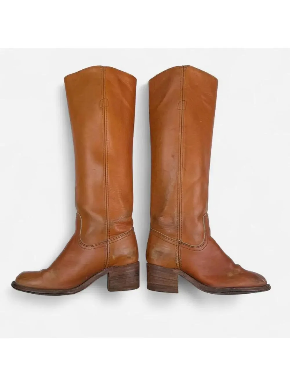 Frye 70s Campus Boots Tall Broken In Leather in Cognac Brown